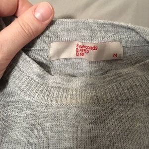 Grey sweater white cap sleeves